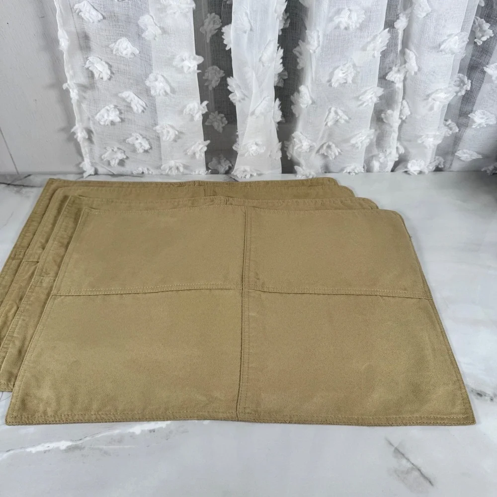 Set of 5 Pottery Barn Sage Green Paneled Placemats Soft Microfiber Cotton
